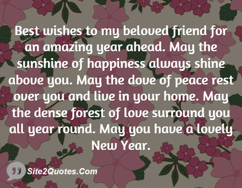 Best Wishes to My Beloved Friend for an Amazing Year Ahead - New Year Wishes - Site2Quote