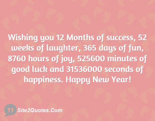 Wishing You 12 Months of Success - New Year Wishes - Site2Quote